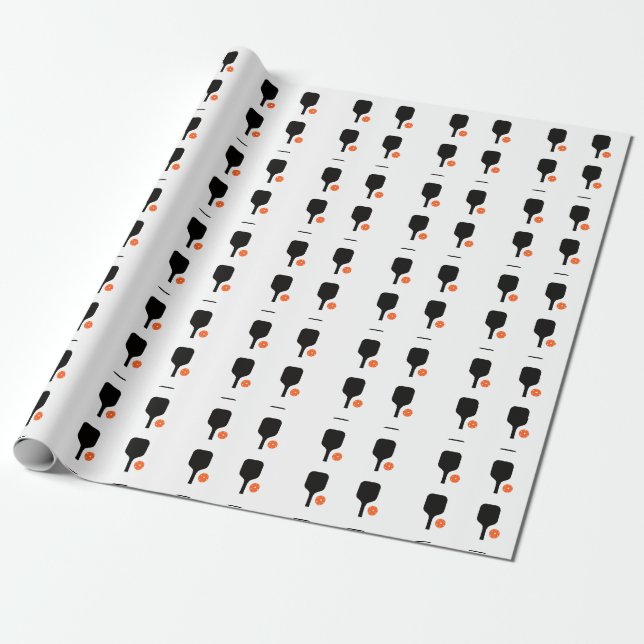 Papel De Regalo Palas de pelota de futbolín y pickleball naranja (Desenrollado)