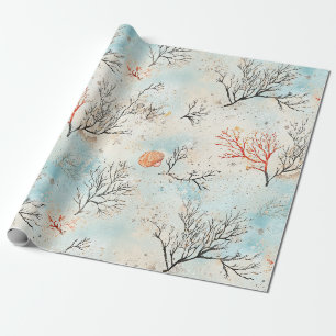 Papel De Regalo Paleta de Playa de Lujo con Coral y Ola del Océano
