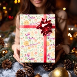 Papel De Regalo Paleta Pastel Floral Kawaii Personalizada para Niñ