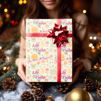 Papel De Regalo Paleta Pastel Floral Kawaii Personalizada para Niñ