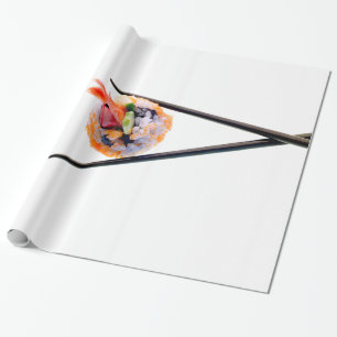 Papel De Regalo Palillos del negro del rollo del camarón del sushi