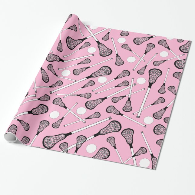 Papel De Regalo Palillos rosas claros del lacrosse (Desenrollado)