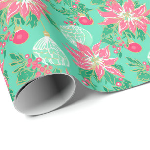 Papel De Regalo Palm Beach Navidades acuarela Ornamentos florales