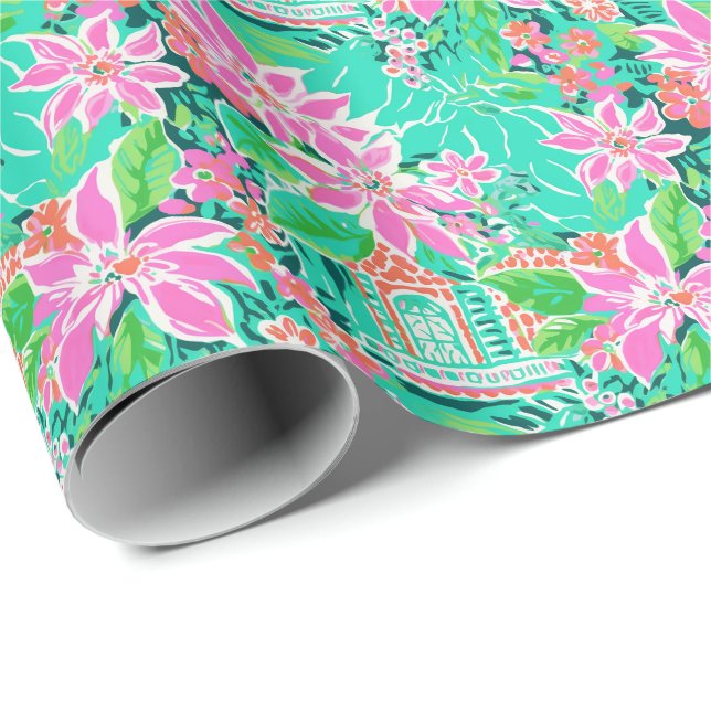 Papel De Regalo Palm Beach Navidades Watercolor Gingerbread Houses (Esquina del rollo)