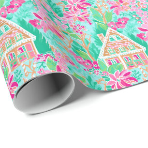 Papel De Regalo Palm Beach Navidades Watercolor Gingerbread Houses