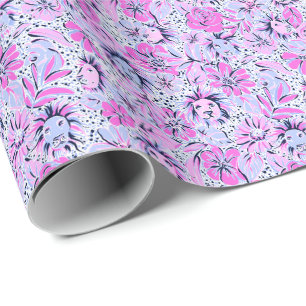 Papel De Regalo Palm Beach Preppy Imprime Leones Púrpura