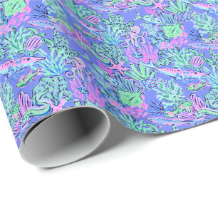 Papel De Regalo Palm Beach Preppy Imprimir Lavanda Subacuática