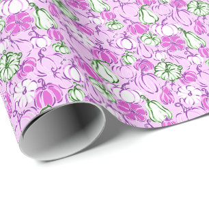 Papel De Regalo Palm Beach Preppy Lavanda de impresión y calabazas