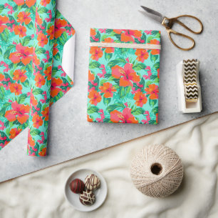 Papel De Regalo Palm Beach Tropical Island Flowers