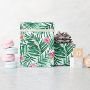Papel De Regalo Palm & Monstera Tropical y Flores Exóticas