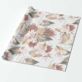 Papel De Regalo Palm Seca Tropical Hojas Foliage Floral Exótica