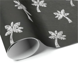 Papel De Regalo Palm Tree Black White Lines Chalkboard Elegante