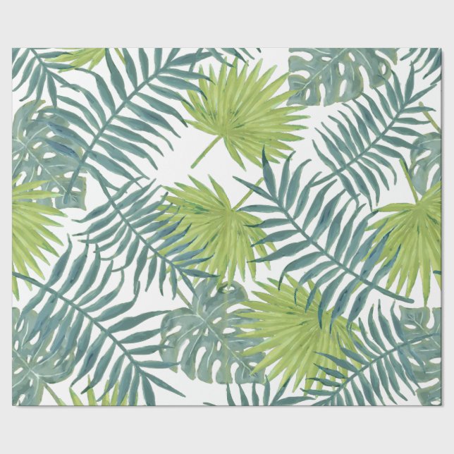 Papel De Regalo Palm Tree Fronds Pintando Hawaian (Costura)