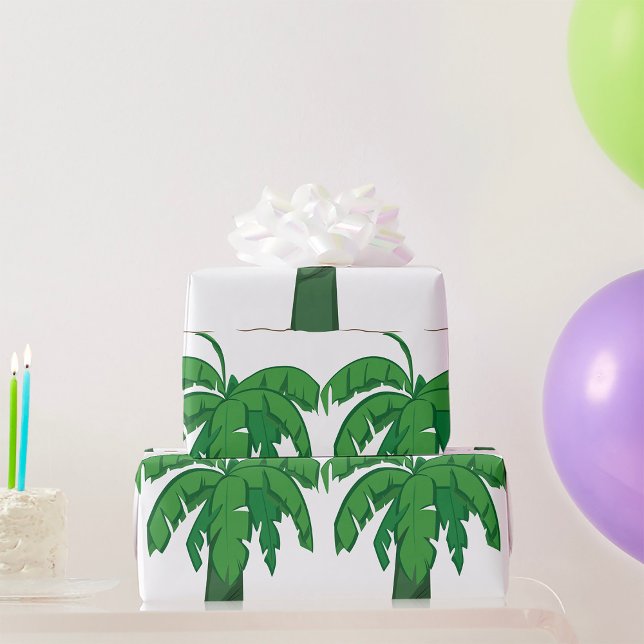 Papel De Regalo Palm Tree Tropical Silhouette Green Island Beach (Subido por el creador)