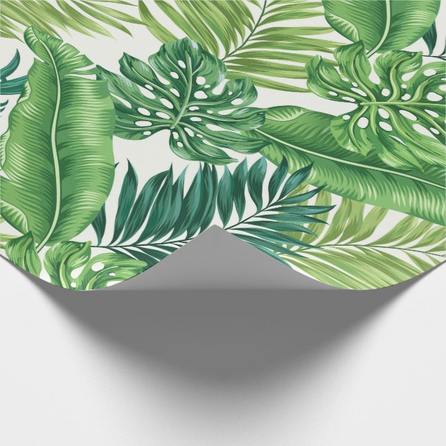 Papel De Regalo Palm tropical verde Banana Monstera hojas (Esquina)