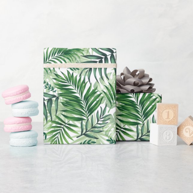 Papel De Regalo Palm Tropical Verde y hojas de Monstera (Baby Shower)