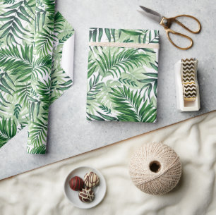 Papel De Regalo Palm Tropical Verde y hojas de Monstera