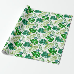 Papel De Regalo Palm verde tropical Monstera deja la selva Safari