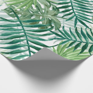 Papel De Regalo Palma de helecho verde grande y plantas tropicales