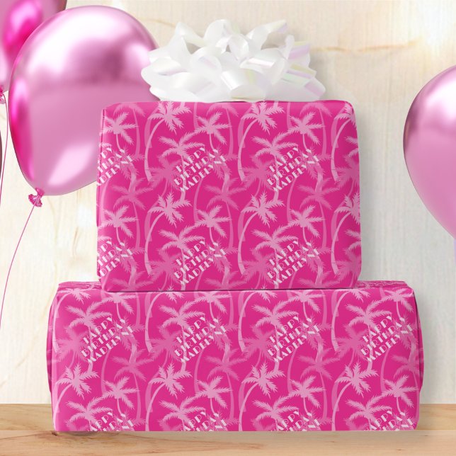 Papel De Regalo Palma tropical aguda de magenta rosa caliente pers (Subido por el creador)