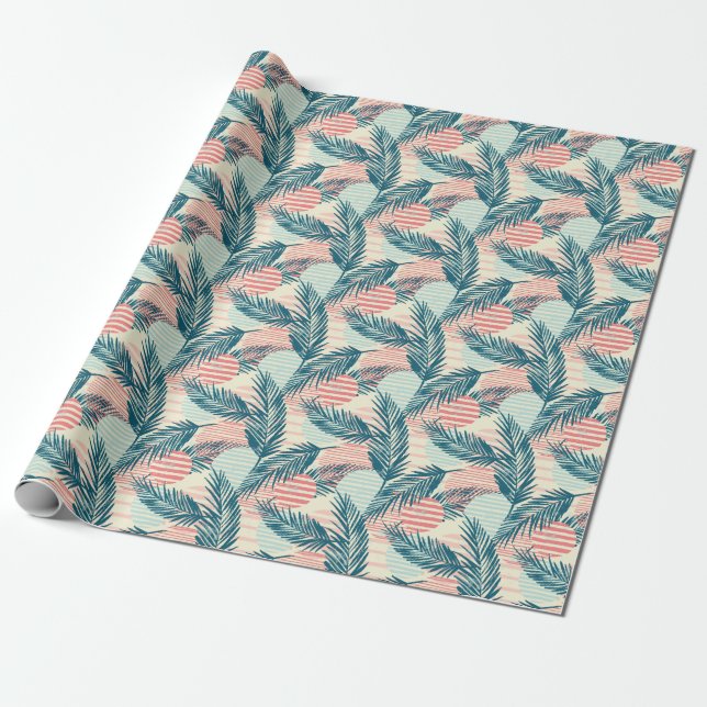 Papel De Regalo palmas exóticas, texturas de mano (Desenrollado)
