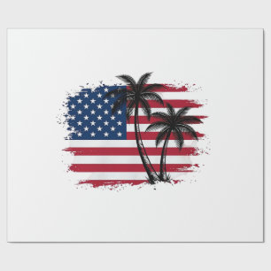 Papel De Regalo Palmera Bandera Americana Patriótica Arte Vectoria