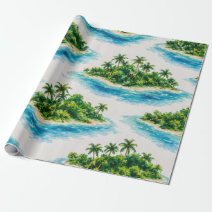 Papel De Regalo Palmera de Isla Tropical