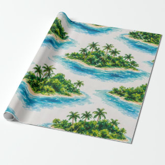 Papel De Regalo Palmera de Isla Tropical