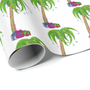Papel De Regalo palmera de Navidades tropicales