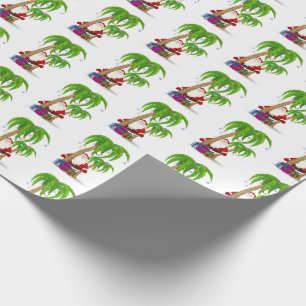 Papel De Regalo palmera de Navidades tropicales de Santa Claus