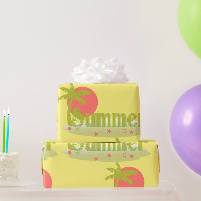 Papel De Regalo Palmera Verano con Sol y Playa (Subido por el creador)