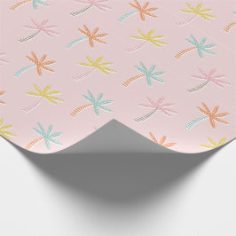 Papel De Regalo Palmeras de color rosa