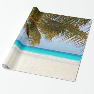 Papel De Regalo Palmeras en playa Mar Azul y Cielo