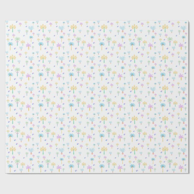 Papel De Regalo Palmeras Gráficas Retro (Superficie plana)
