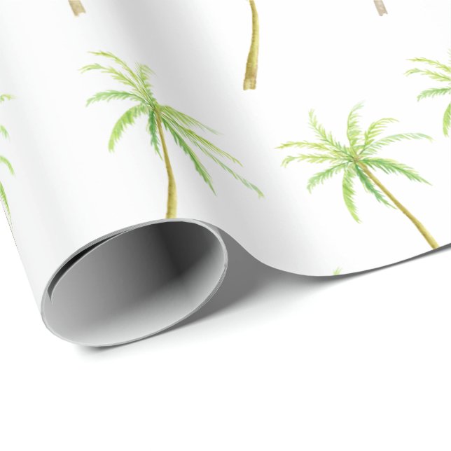 Papel De Regalo Palmeras Tropicales Acuarela (Esquina del rollo)