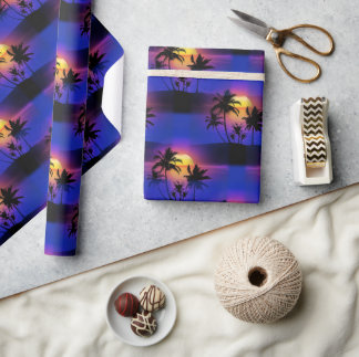 Papel De Regalo Palmeras Tropicales de Atardecer