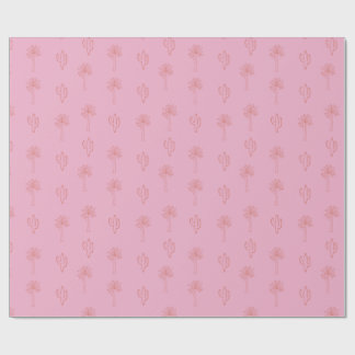 Papel De Regalo Palmeras y Cactus retro de color rosa