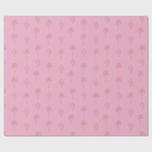 Papel De Regalo Palmeras y Cactus retro de color rosa