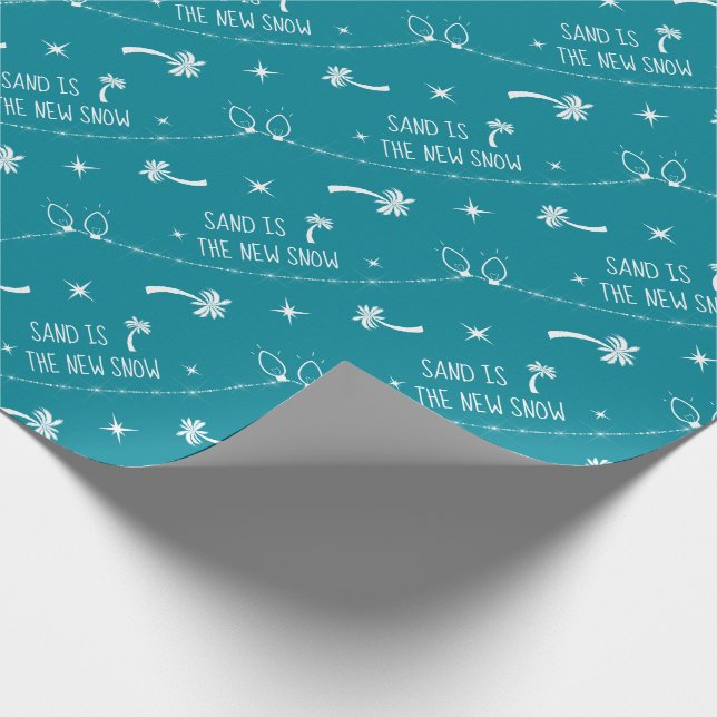 Papel De Regalo Palmeras y Navidades iluminan arena y nieve | VERD (Esquina)