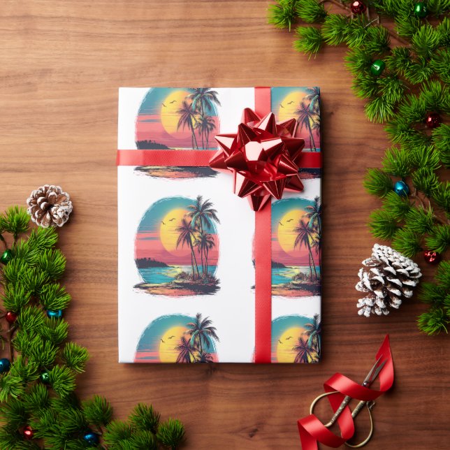 Papel De Regalo Palmeras y playa (Regalo de vacaciones)