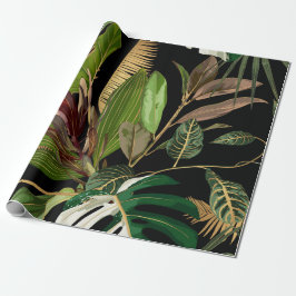 Papel De Regalo Palmilla vintage nocturna tropical, plátano, plant