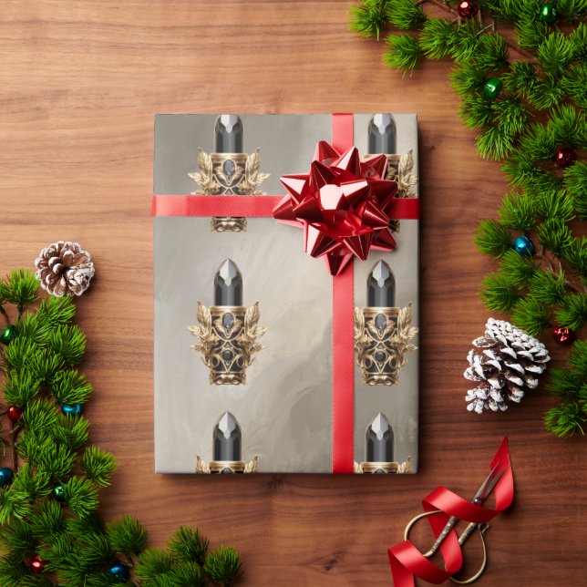Papel De Regalo Palo de labios negro y oro gótico (Regalo de vacaciones)