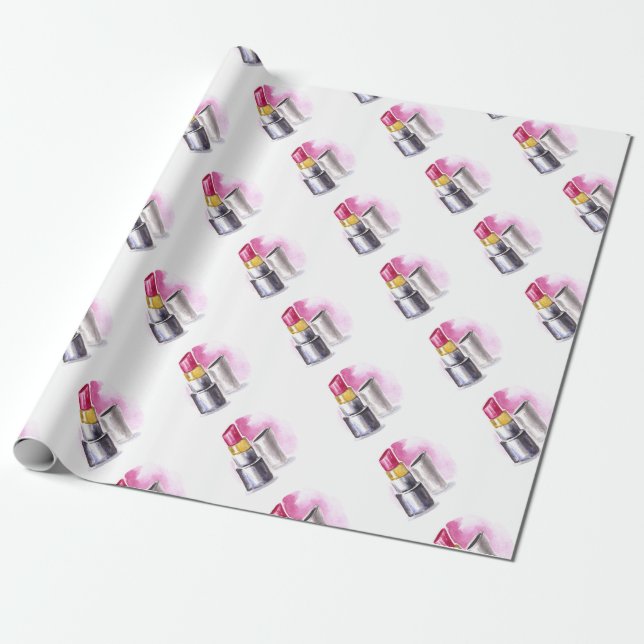 Papel De Regalo Palo de labios rosados (Desenrollado)