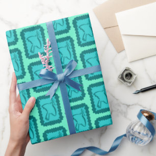 Papel De Regalo Palomas Navideñas Caprichosas Cuadrícula Brillante