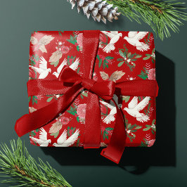Papel De Regalo Palomas Paz en la Tierra estampado floral