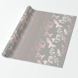 Papel De Regalo Palomitas Floral Tropic Verano Gris Rosa