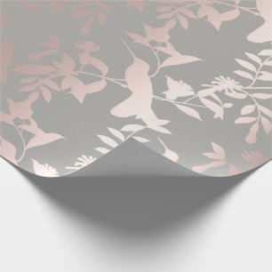 Papel De Regalo Palomitas Floral Tropic Verano Gris Rosa