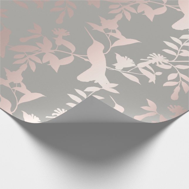Papel De Regalo Palomitas Floral Tropic Verano Gris Rosa (Esquina)