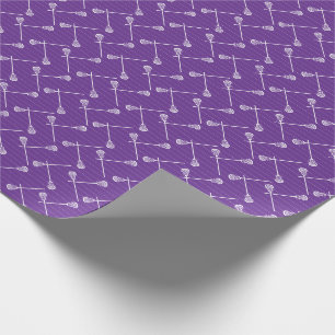 Papel De Regalo Palos blancos púrpura Lacrosse Patterados