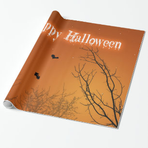 Papel De Regalo Palos y árboles de Halloween